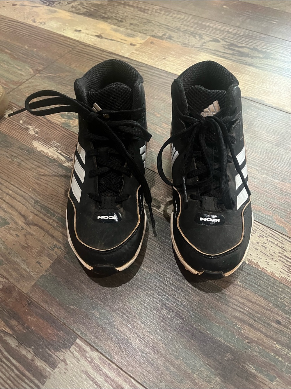 adidas Black and White High-Top Baseball Cleats